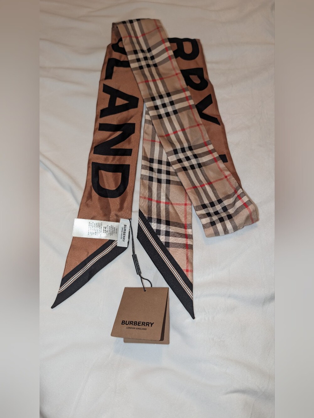 Burberry Vintage Check Mulberry Silk Skinny Scarf